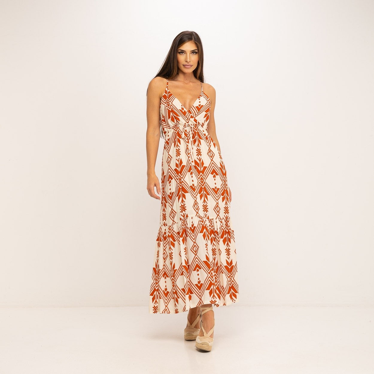 Langes Kleid in Terracotta - CABALES