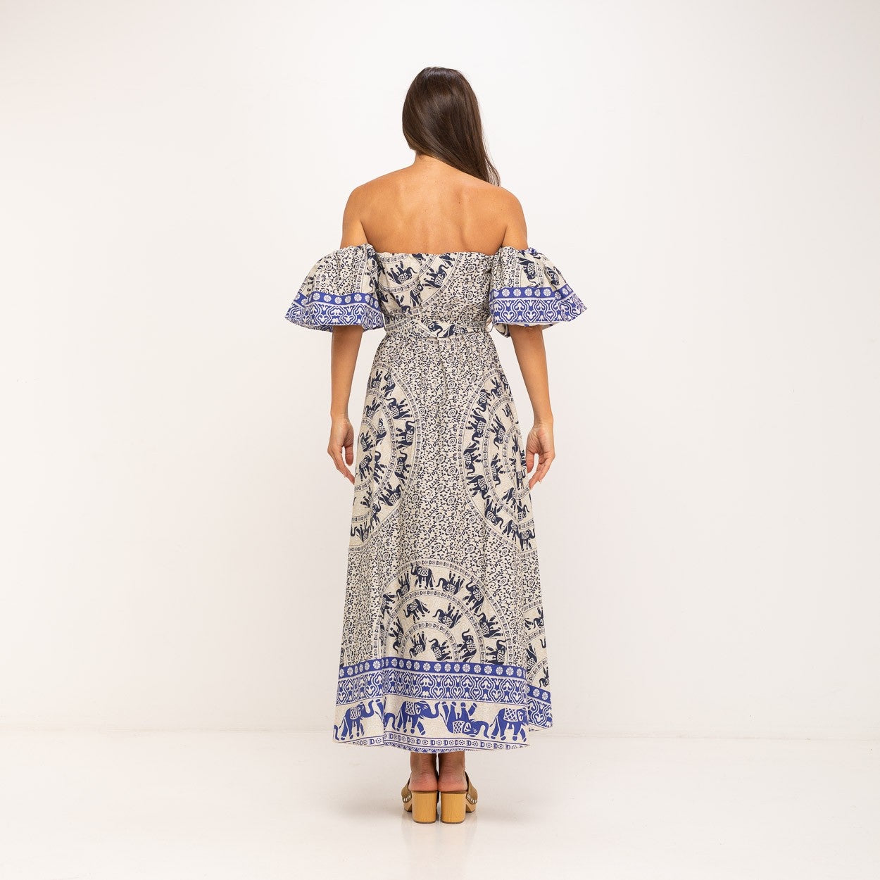 Mexikanisches Kleid, volant Ärmeln mit Gürtel - CABALES