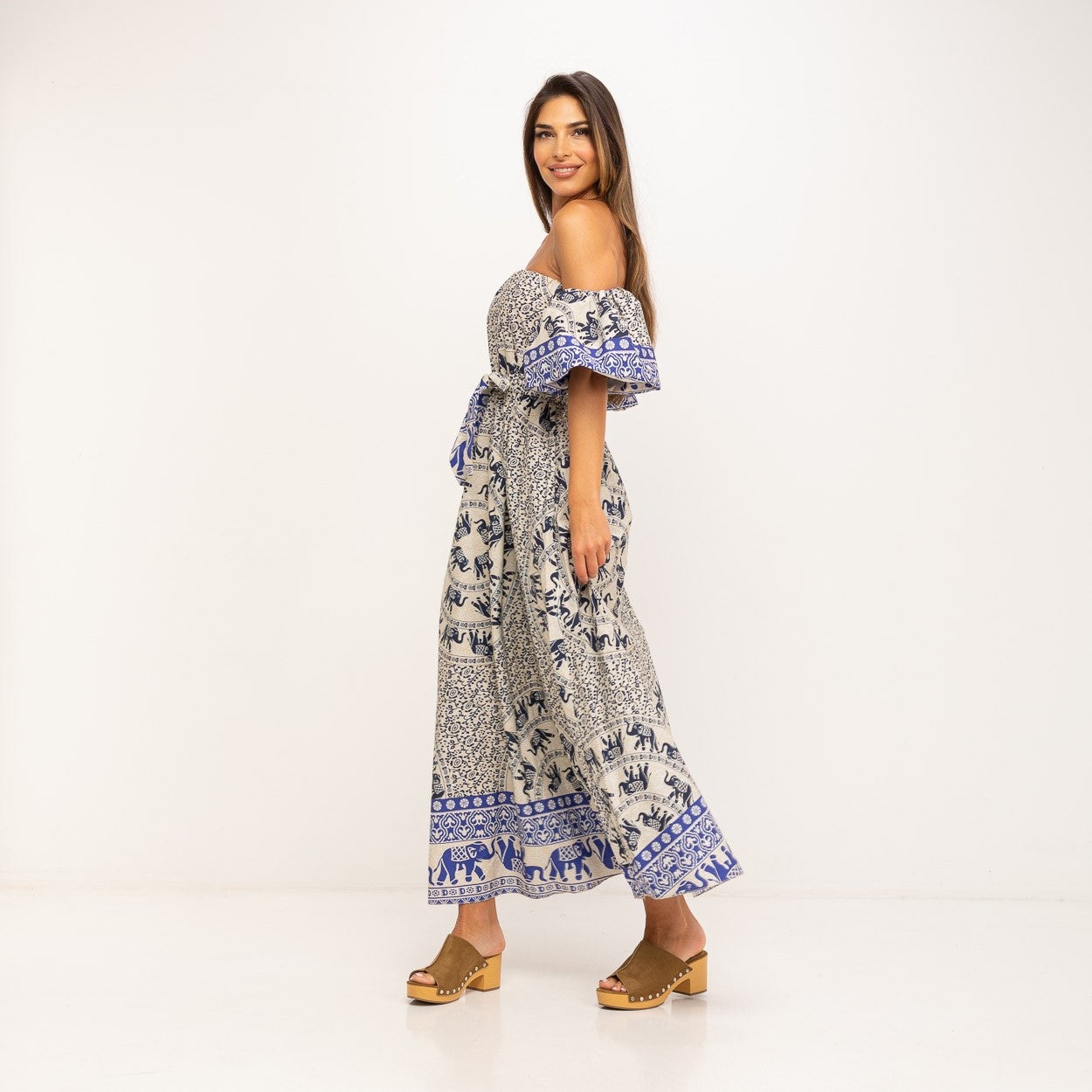Mexikanisches Kleid, volant Ärmeln mit Gürtel - CABALES