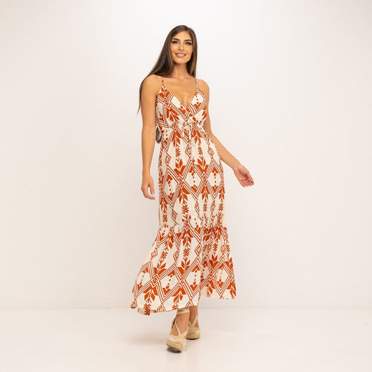 Langes Kleid in Terracotta - CABALES