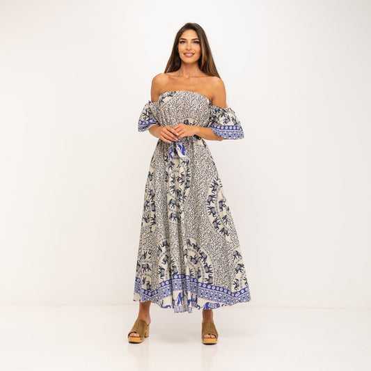 Mexikanisches Kleid, volant Ärmeln mit Gürtel - CABALES