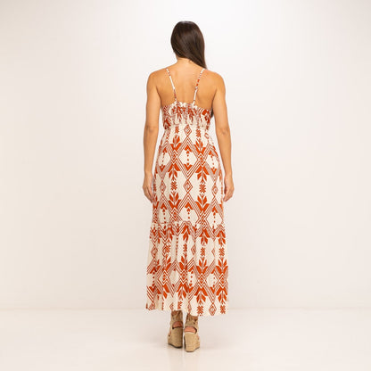 Langes Kleid in Terracotta - CABALES